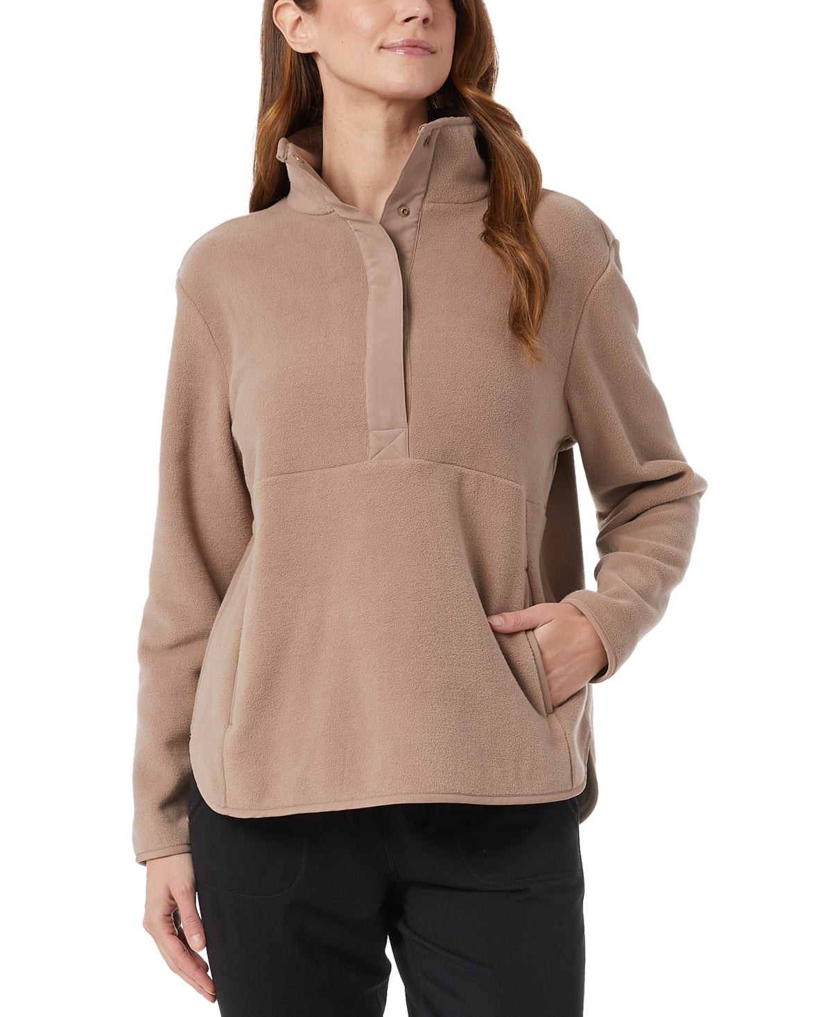 32 Degrees Women's Fleece Mock Neck Sweatshirt Brown Size X-Small
