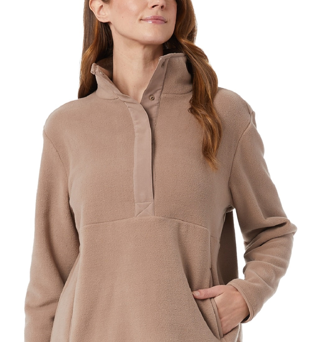32 Degrees Women's Fleece Mock Neck Sweatshirt Brown Size X-Small