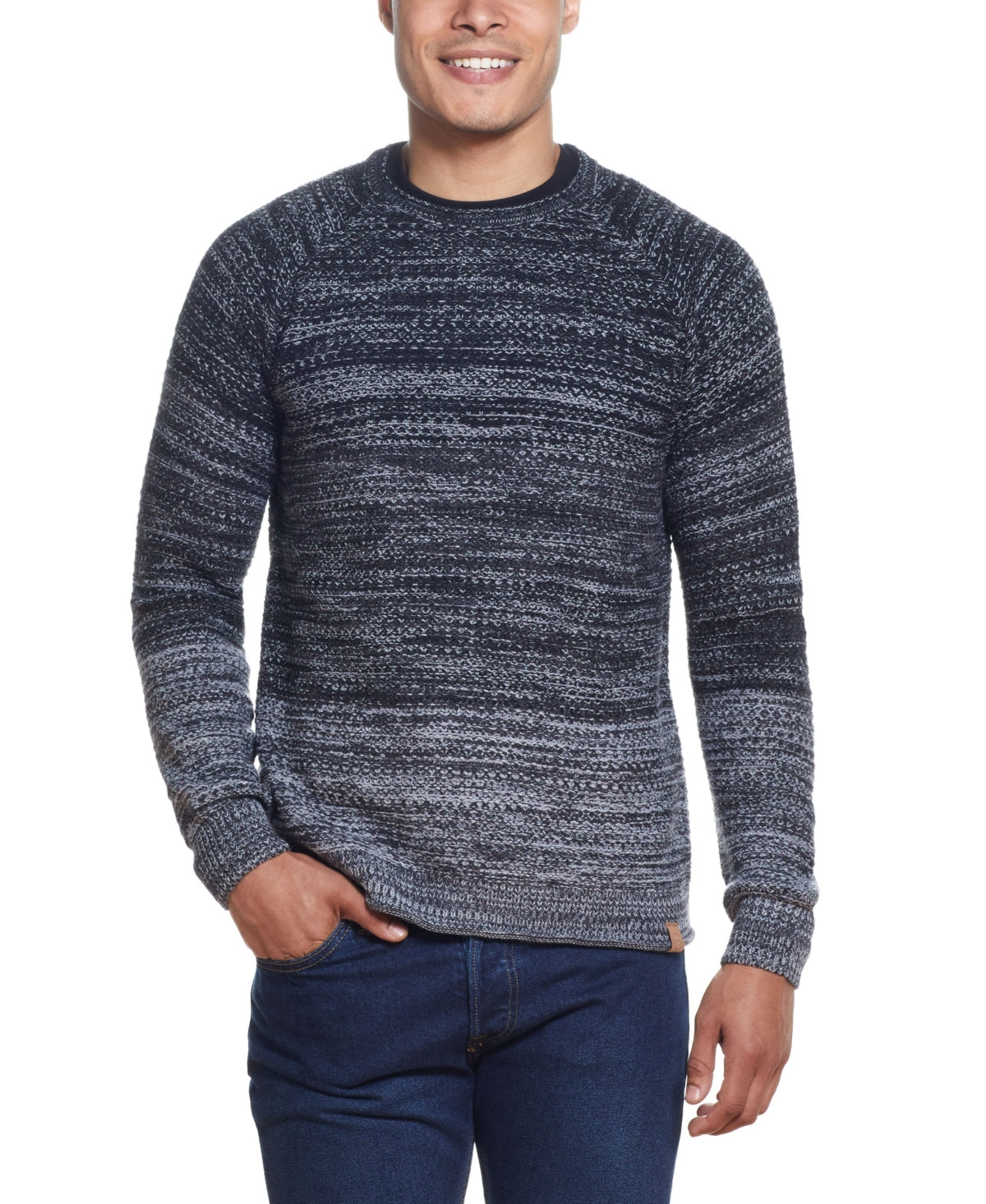 Weatherproof Vintage Men's Ombre Roll Crew Sweater Black Size XL