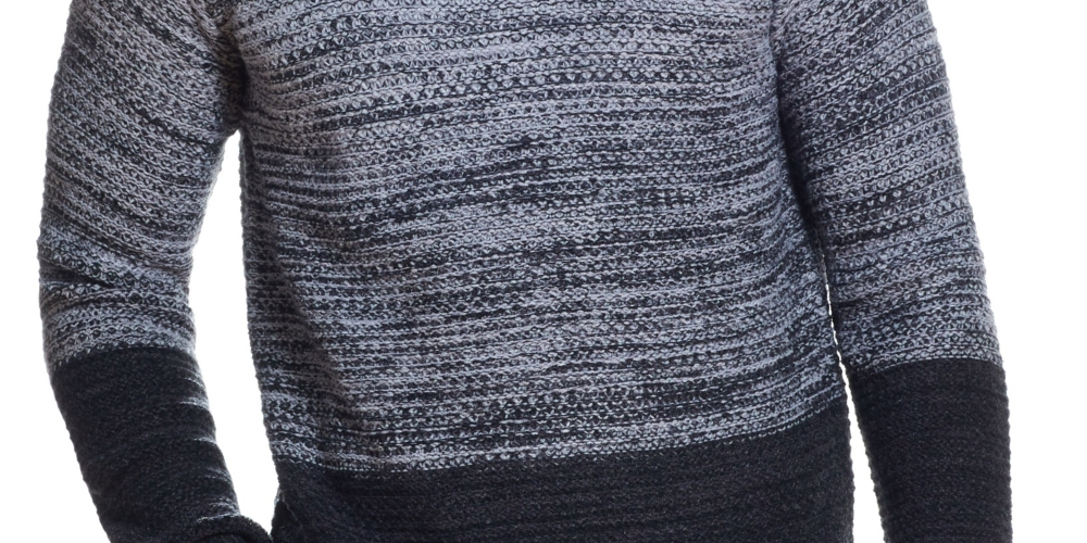 Weatherproof Vintage Men's Ombre Roll Crew Sweater Black/Grey Size XL