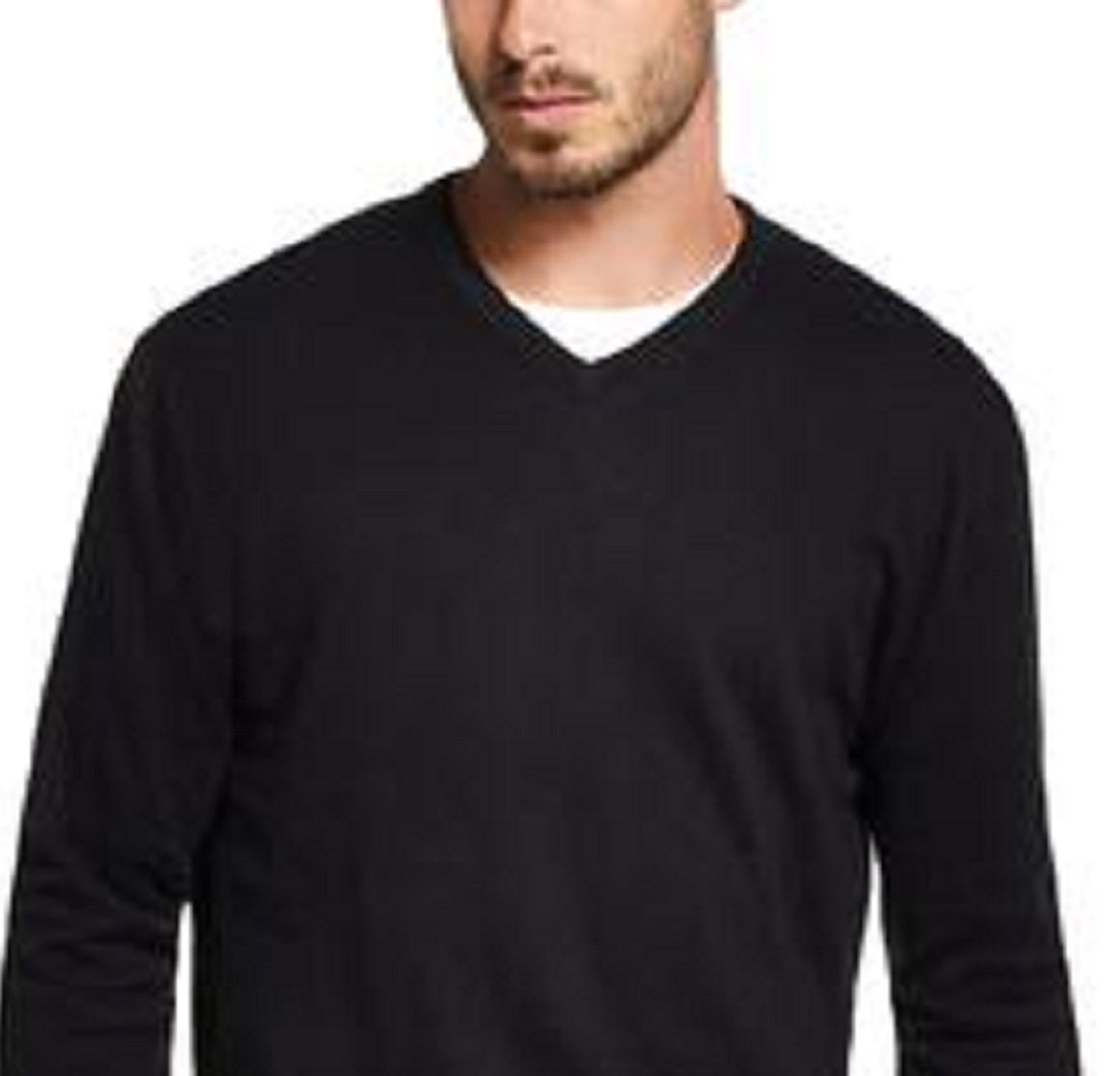 Weatherproof Vintage Men's V Neck Cashmere Blend Sweater Black Size Large