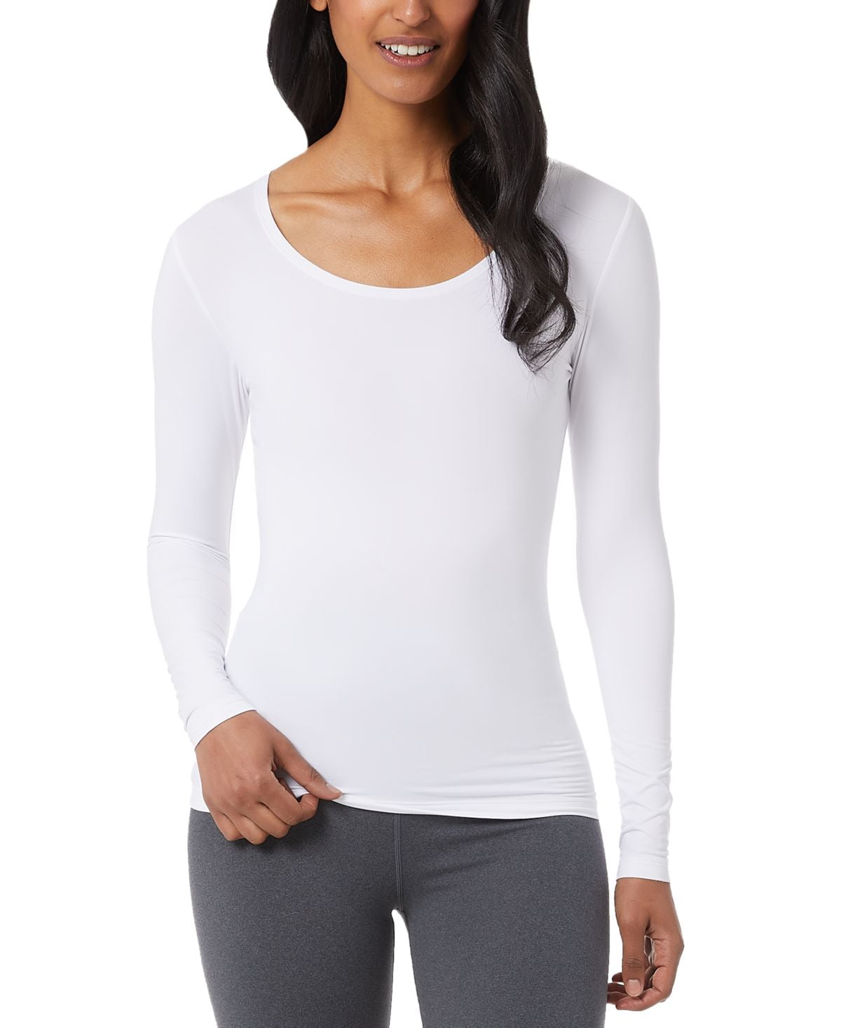 32 DEGREES Women's Black Cozy Heat Scoop-Neck Top Size Large