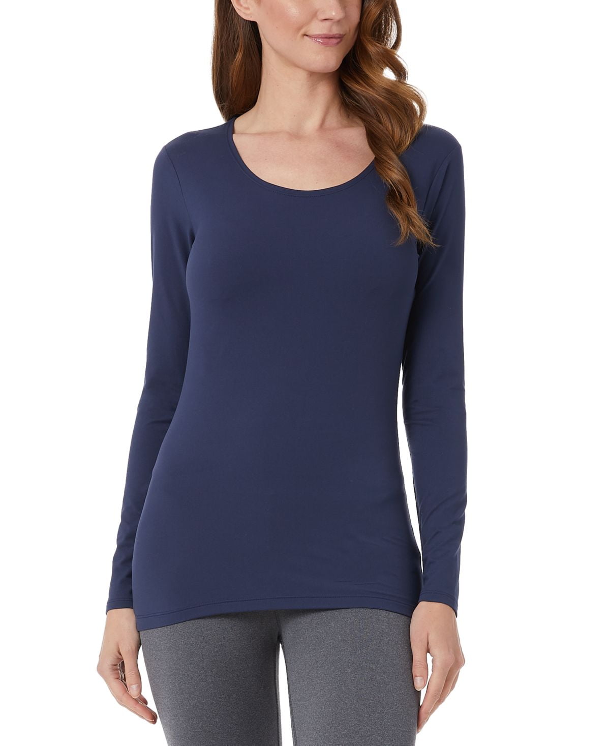 32 DEGREES Women's Black Cozy Heat Scoop-Neck Top Size Large