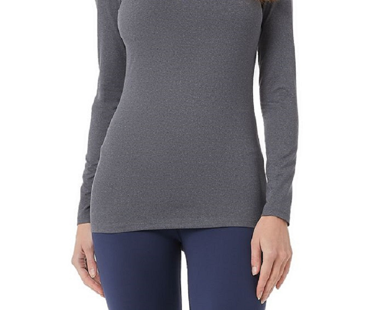 32 Degrees Women's Cozy Heat Mock Neck Long Sleeve Top Gray Size Medium