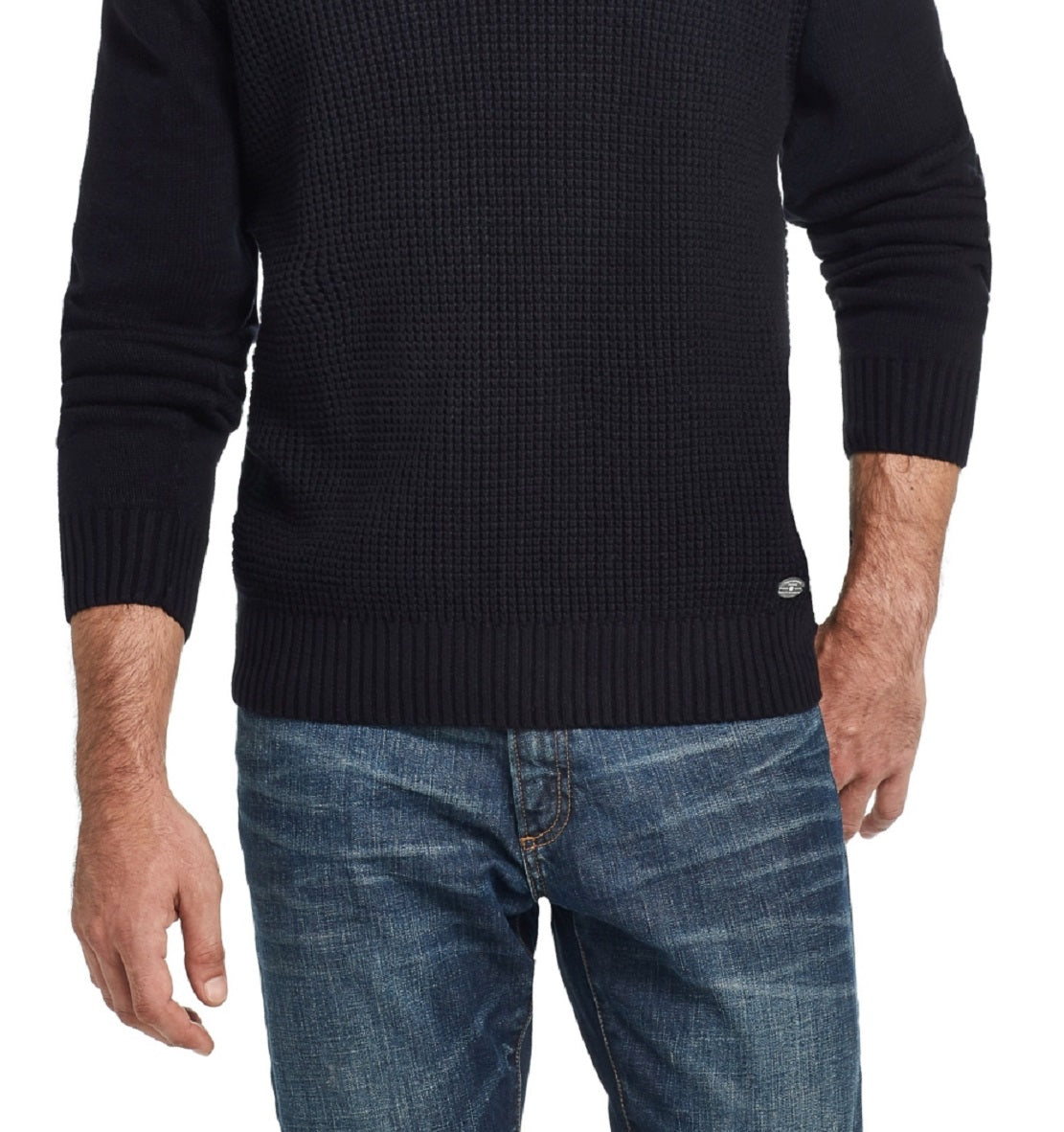 Weatherproof Vintage Men's Waffle Texture 1/4 Zip Sweater Black Size Medium