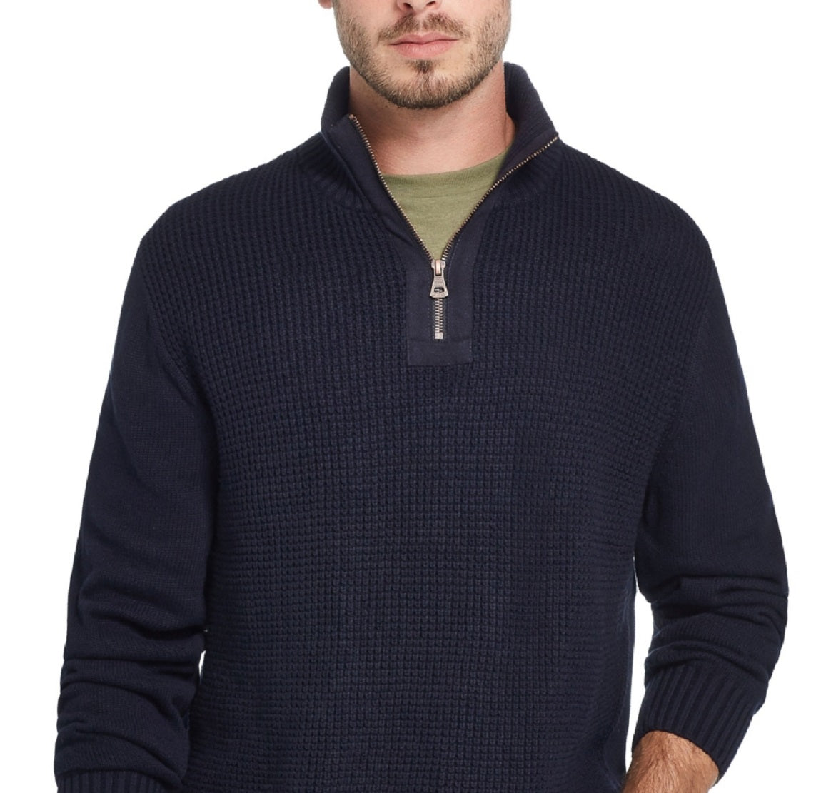 Weatherproof Vintage Men's Waffle Texture 1/4 Zip Sweater Black Size XX-Large
