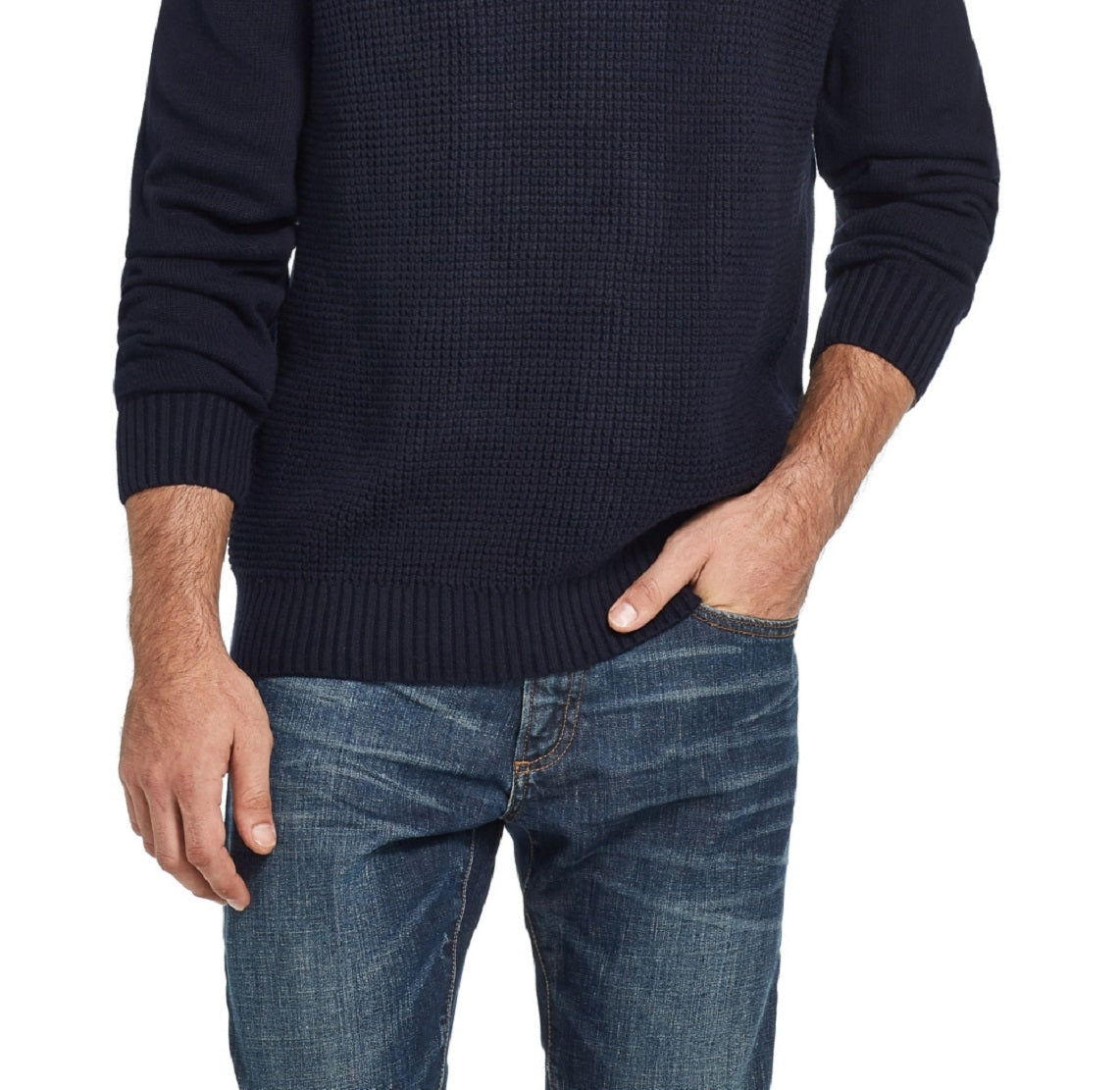 Weatherproof Vintage Men's Waffle Texture 1/4 Zip Sweater Black Size XX-Large