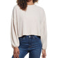 Weatherproof Vintage Women's Drop Shoulder Balloon Sleeve Waffle Crew Neck Top Beige Size Medium
