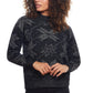 Weatherproof Vintage Women's Plaited Chenille Snowflake Mock Neck Sweater Black Size Large