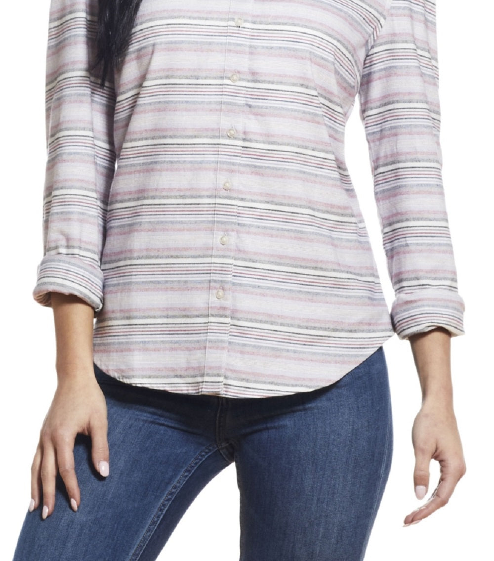 Weatherproof Vintage Women's Long Sleeve Brushed Flannel Woven Top Red Size Small