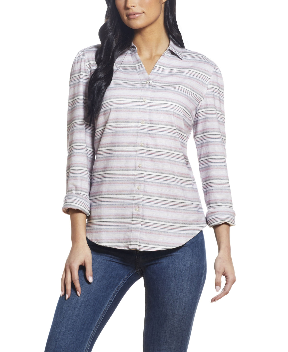Weatherproof Vintage Women's Long Sleeve Brushed Flannel Woven Top Red Size Small
