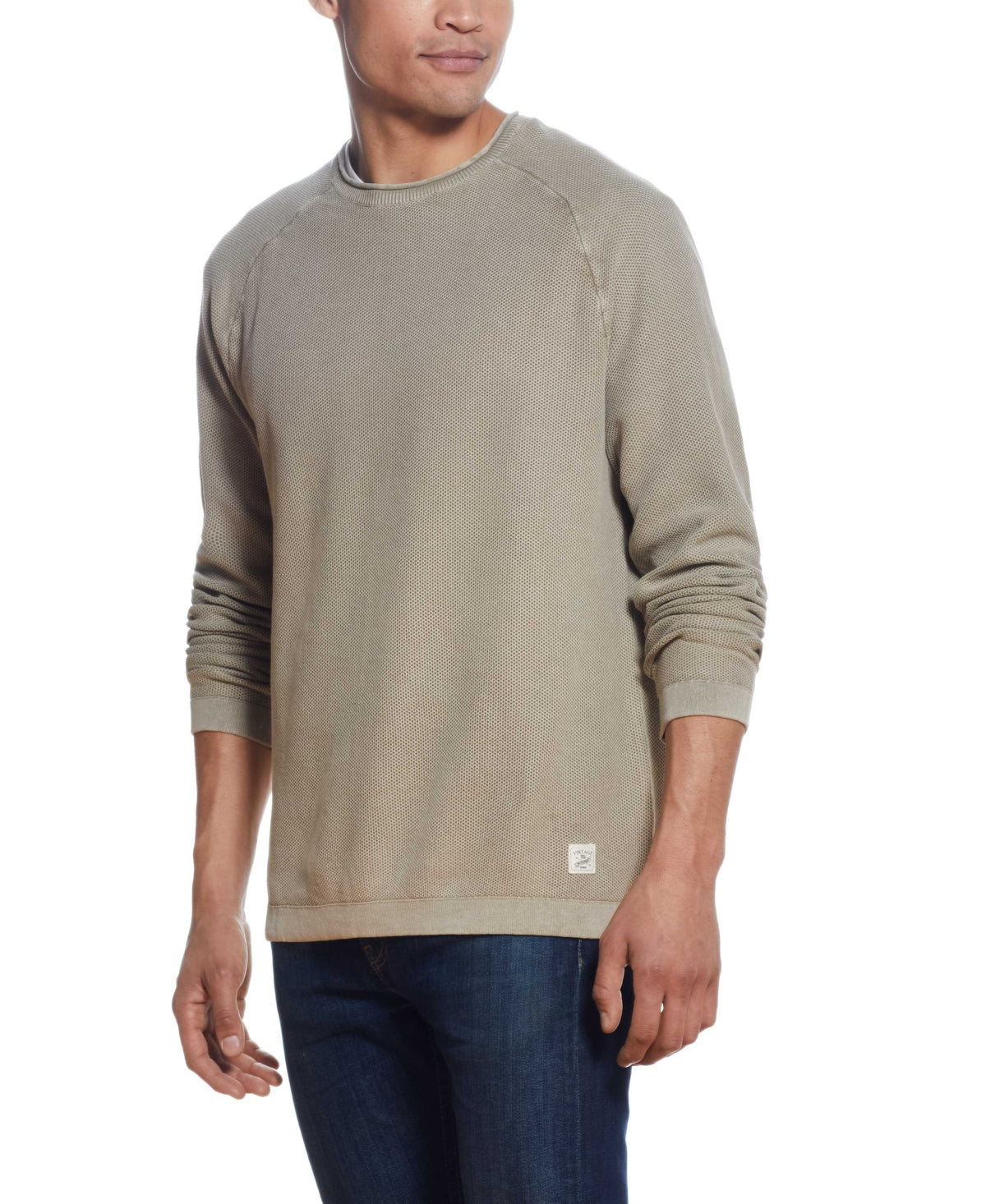 Weatherproof Vintage Men's Stonewash Textured Sweater Brown Size Medium