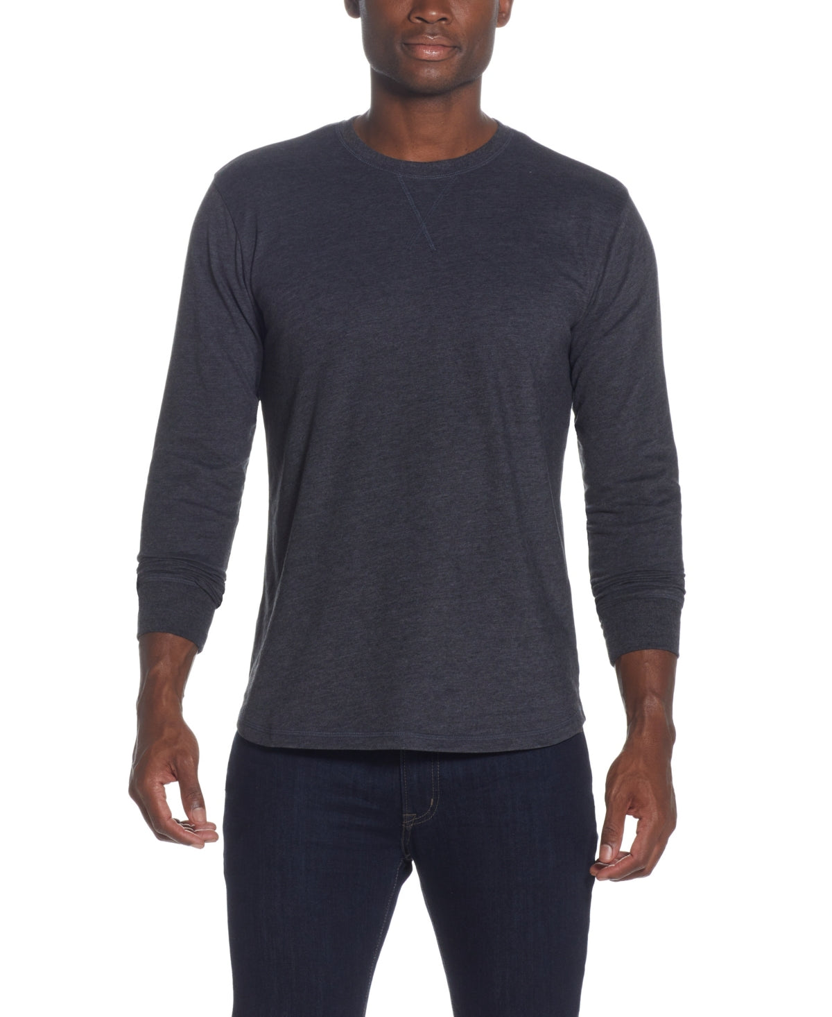 Weatherproof Vintage Men's Long Sleeved Brushed Jersey Crew Neck T-shirt Grey Size XL