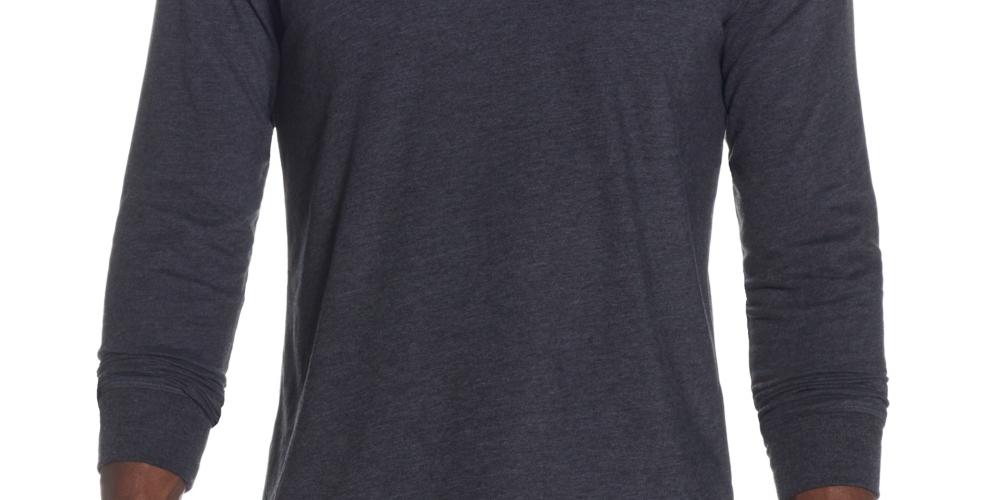 Weatherproof Vintage Men's Long Sleeved Brushed Jersey Crew Neck T-shirt Grey Size XL