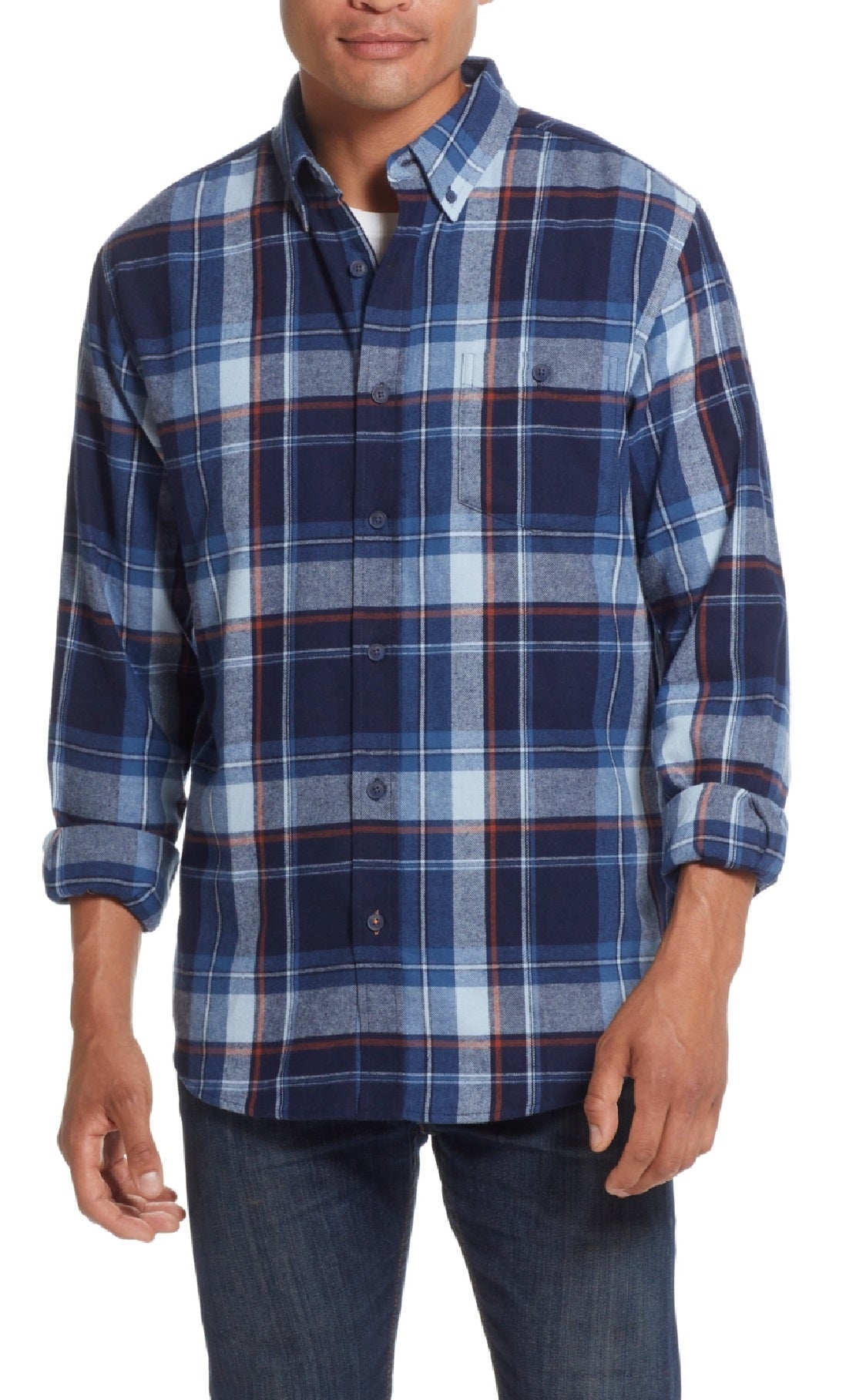 Weatherproof Vintage Men's Flannel Long Sleeves Shirt Blue Size X-Large