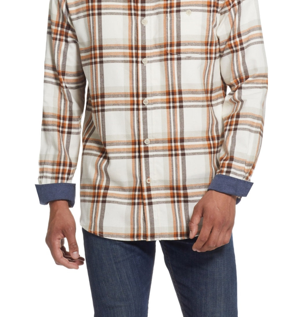 Weatherproof Vintage Men's Flannel Long Sleeves Shirt Brown Size Large