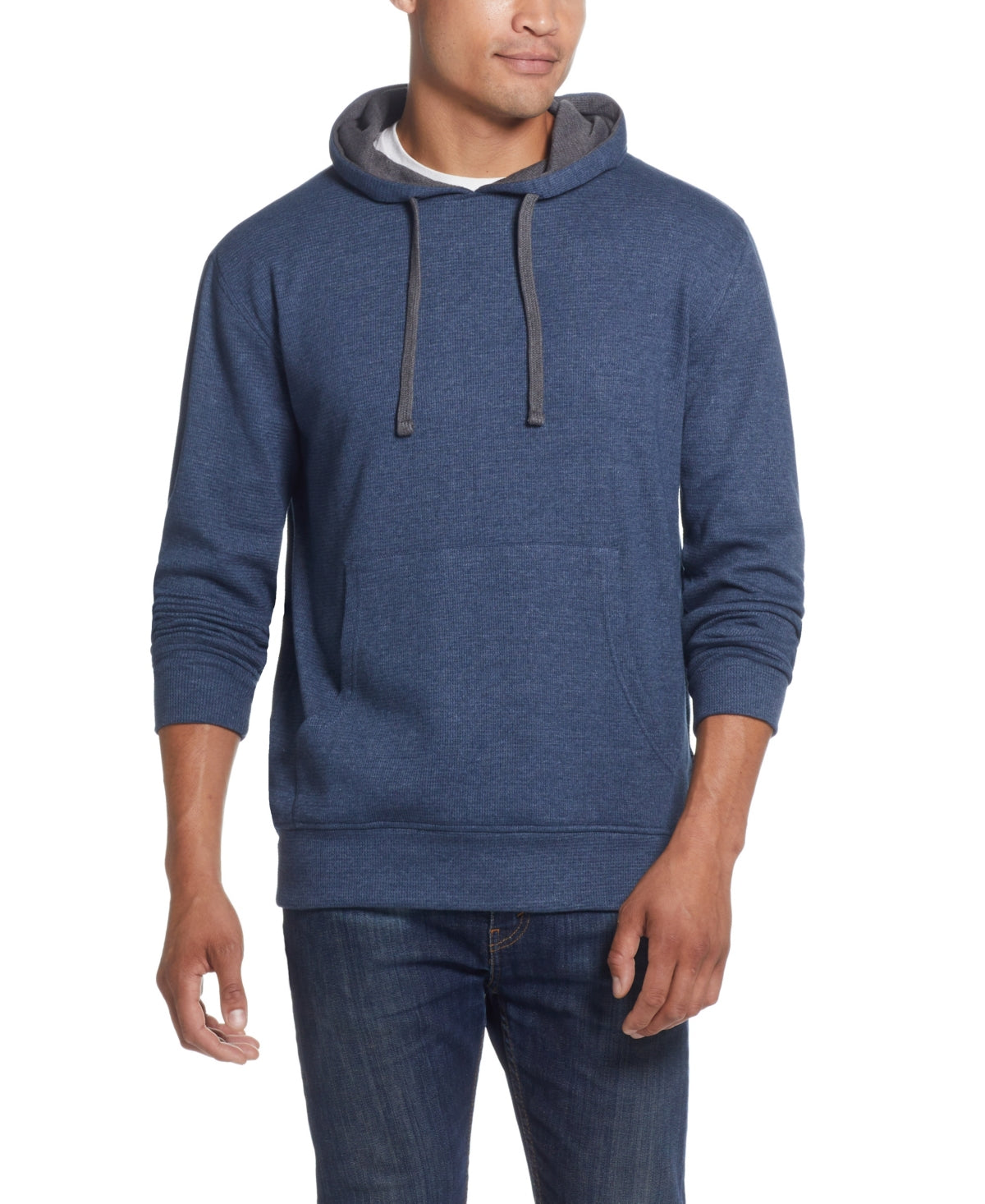 Weatherproof Vintage Men's Long Sleeved Waffle Hoodie Blue Size Medium