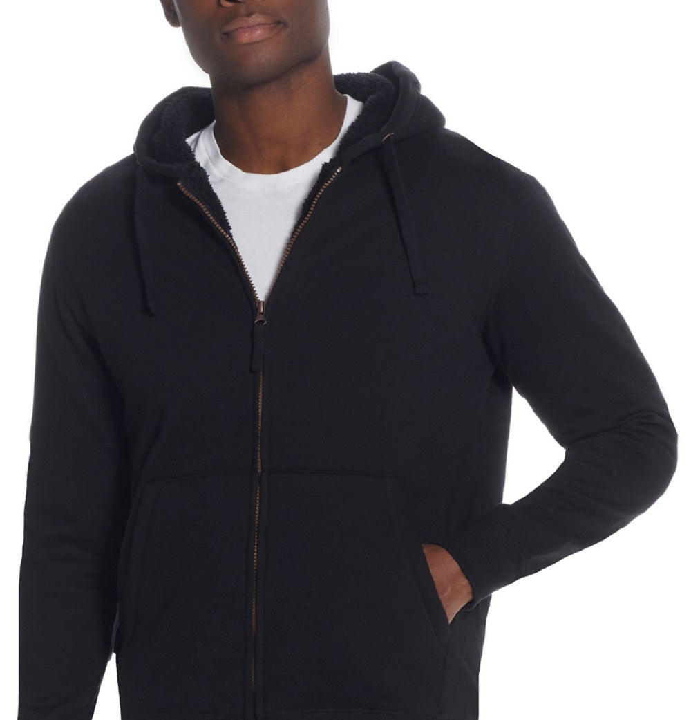 Weatherproof Vintage Men's Full Zip Sherpa Lined Hoodie Black Size Large