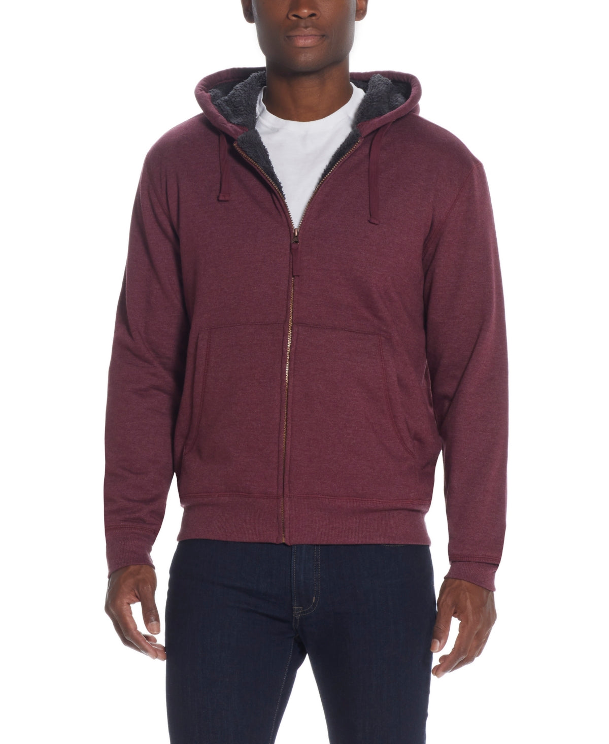 Weatherproof Vintage Men's Full Zip Sherpa Lined Hoodie Red Size Medium