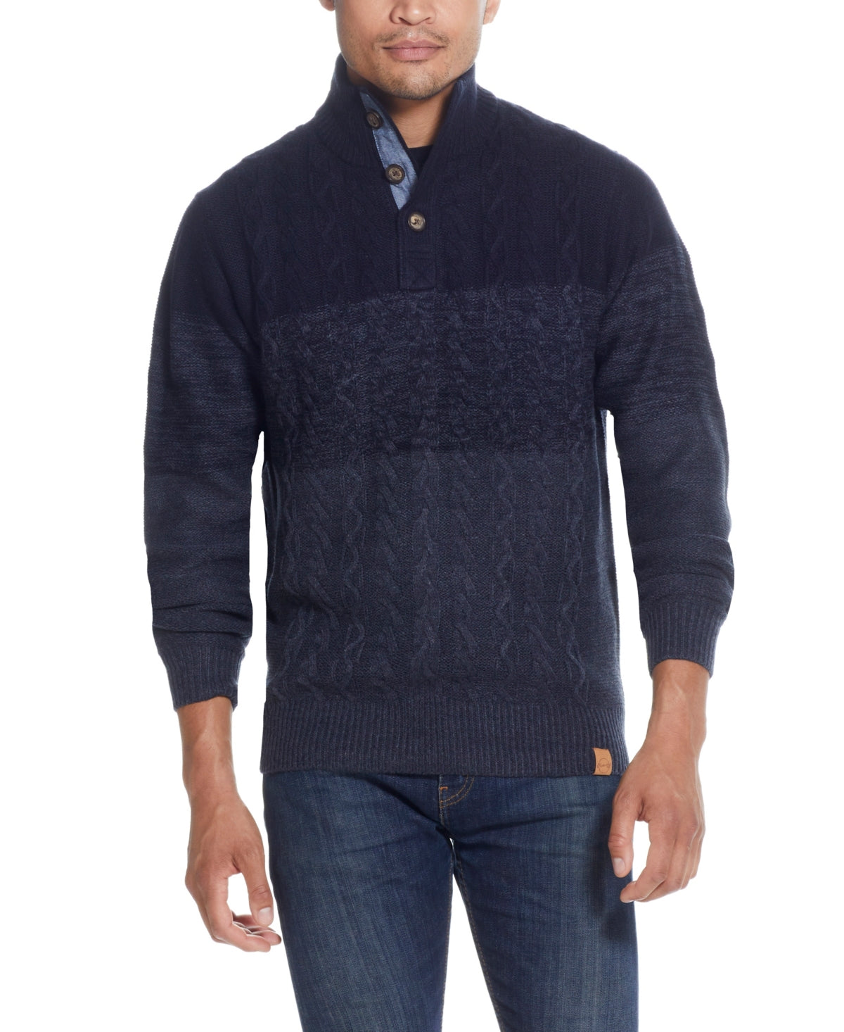 Weatherproof Vintage Men's Buttoned Mock Neck Sweater Blue Size X-Large