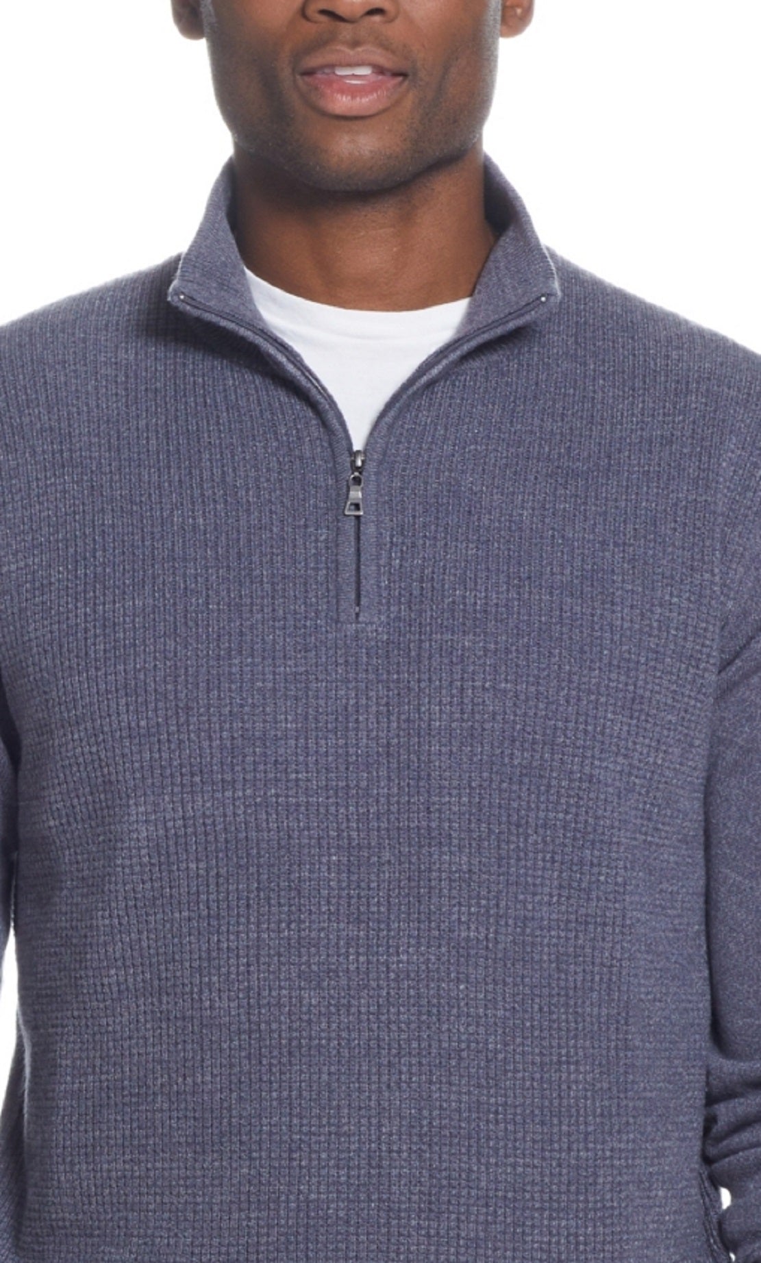 Weatherproof Vintage Men's Soft Touch Waffle Quarter Zip Sweater Blue Size XX-Large
