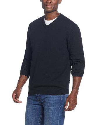 Weatherproof Vintage Men's Cotton Cashmere V Neck Sweater Black Size Large