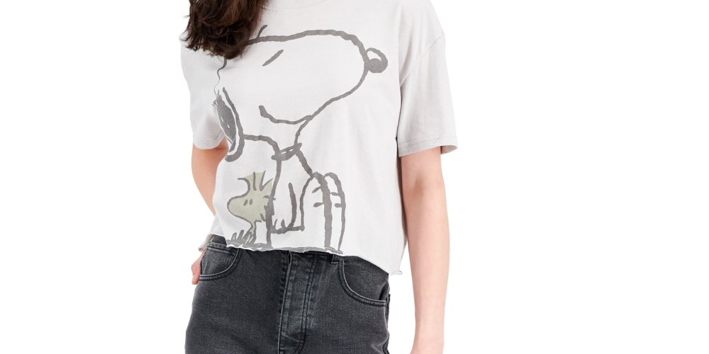 Snoopy Junior's Graphic Print T-Shirt Gray Size S