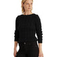 Ralph Lauren Women's Cable Knit Boat Neck Cotton Sweater Black Size Large