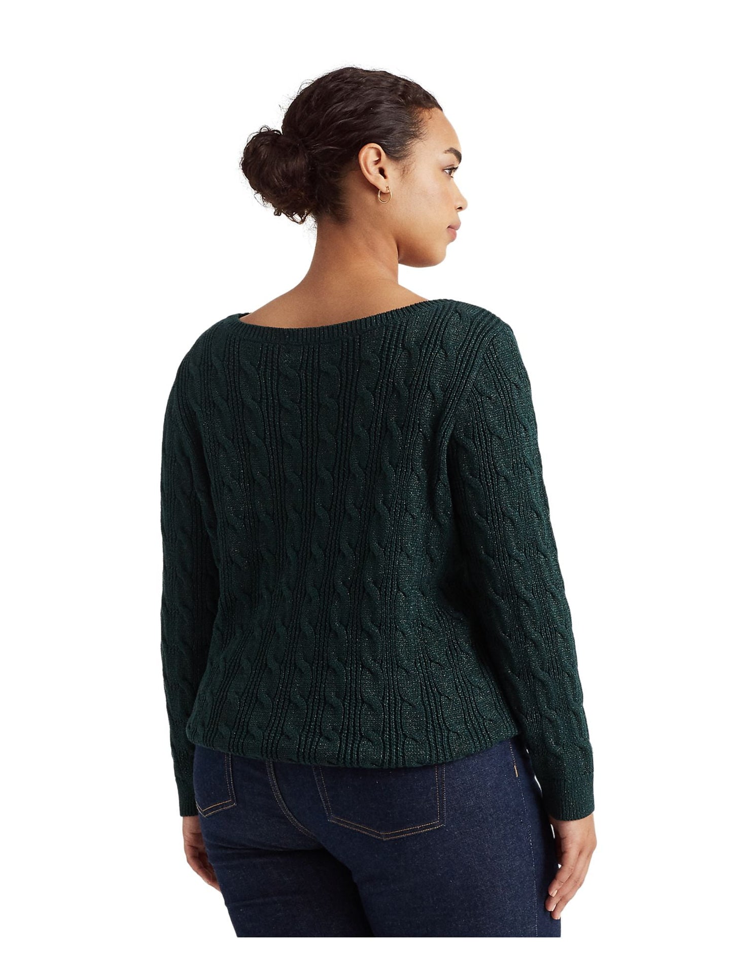 Ralph Lauren Women's Cable Knit Boatneck Sweater Green Size 3X