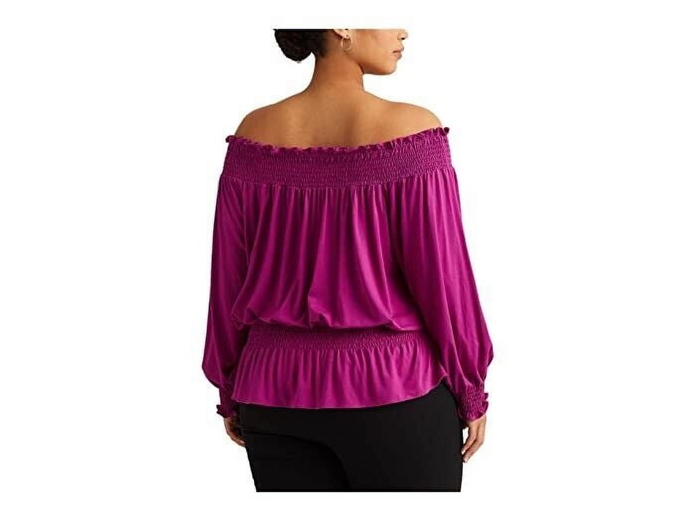 Ralph Lauren Women's Jersey Off the Shoulder Top Purple Size 3X