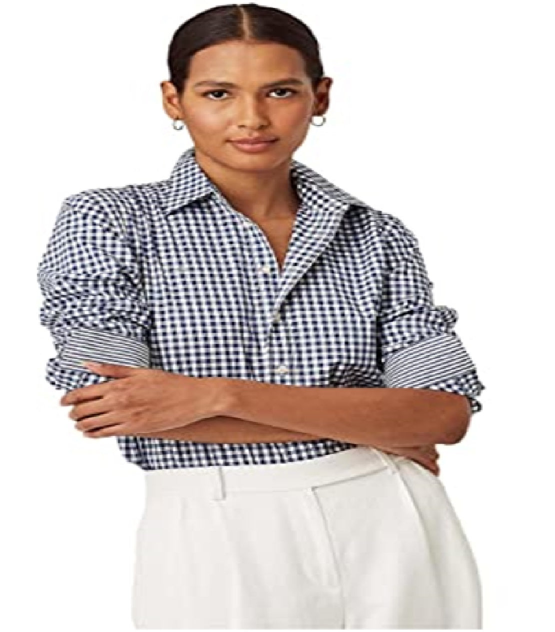 Ralph Lauren Women's Easy Care Gingham Cotton Shirt Blue Size X-Large