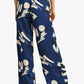 Ralph Lauren Women's Geometric Print Charmeuse Wide Leg Pants Blue Size Small