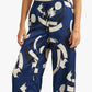 Ralph Lauren Women's Geometric Print Charmeuse Wide Leg Pants Blue Size Small