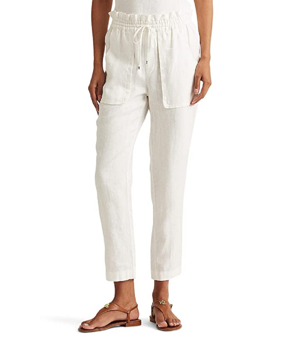 Ralph Lauren Women's Linen Ankle Pants White Size 8