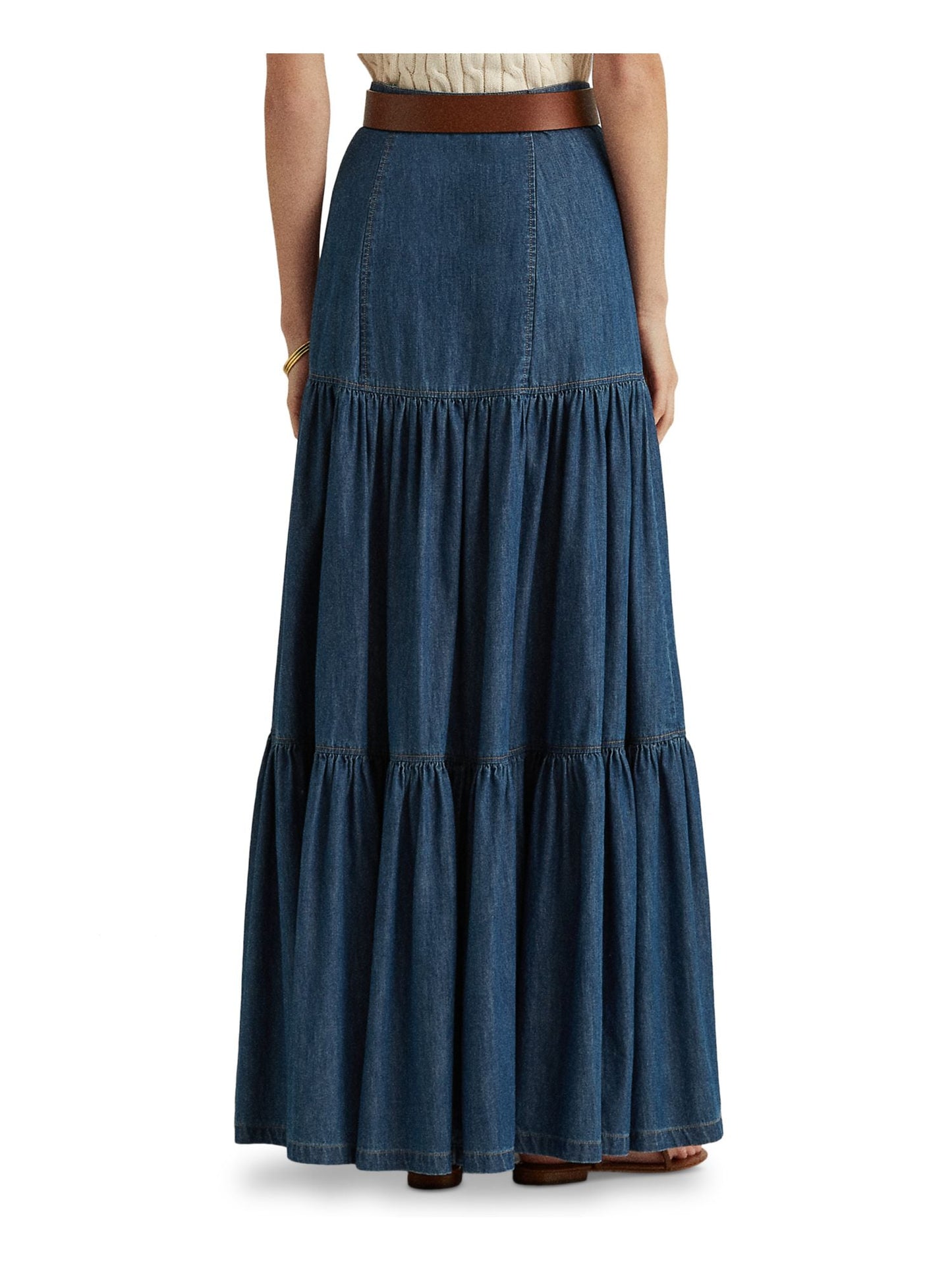 Ralph Lauren Women's Denim Full Length A Line Skirt Blue Size 8