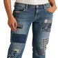 Ralph Lauren Women's Patchwork Relaxed Tapered Jeans Blue Size 16