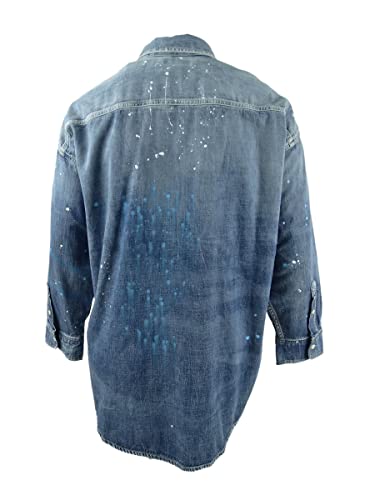 Lauren Ralph Lauren Women's Plus Paint Splatter Print Shirt Blue Size 3X