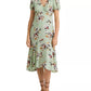 Ralph Lauren Women's V Neck Midi Wear To Work Fit Flare Dress Green Size 14