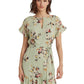 Ralph Lauren Women's Floral Crinkled Georgette Dress Green Size 12