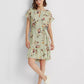 Ralph Lauren Women's Floral Crinkled Georgette Dress Green Size 14