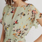 Ralph Lauren Women's Floral Crinkled Georgette Dress Green Size 14