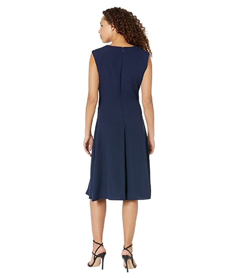 Ralph Lauren Women's Double Faced Fit And Flare Dress Blue Size 14