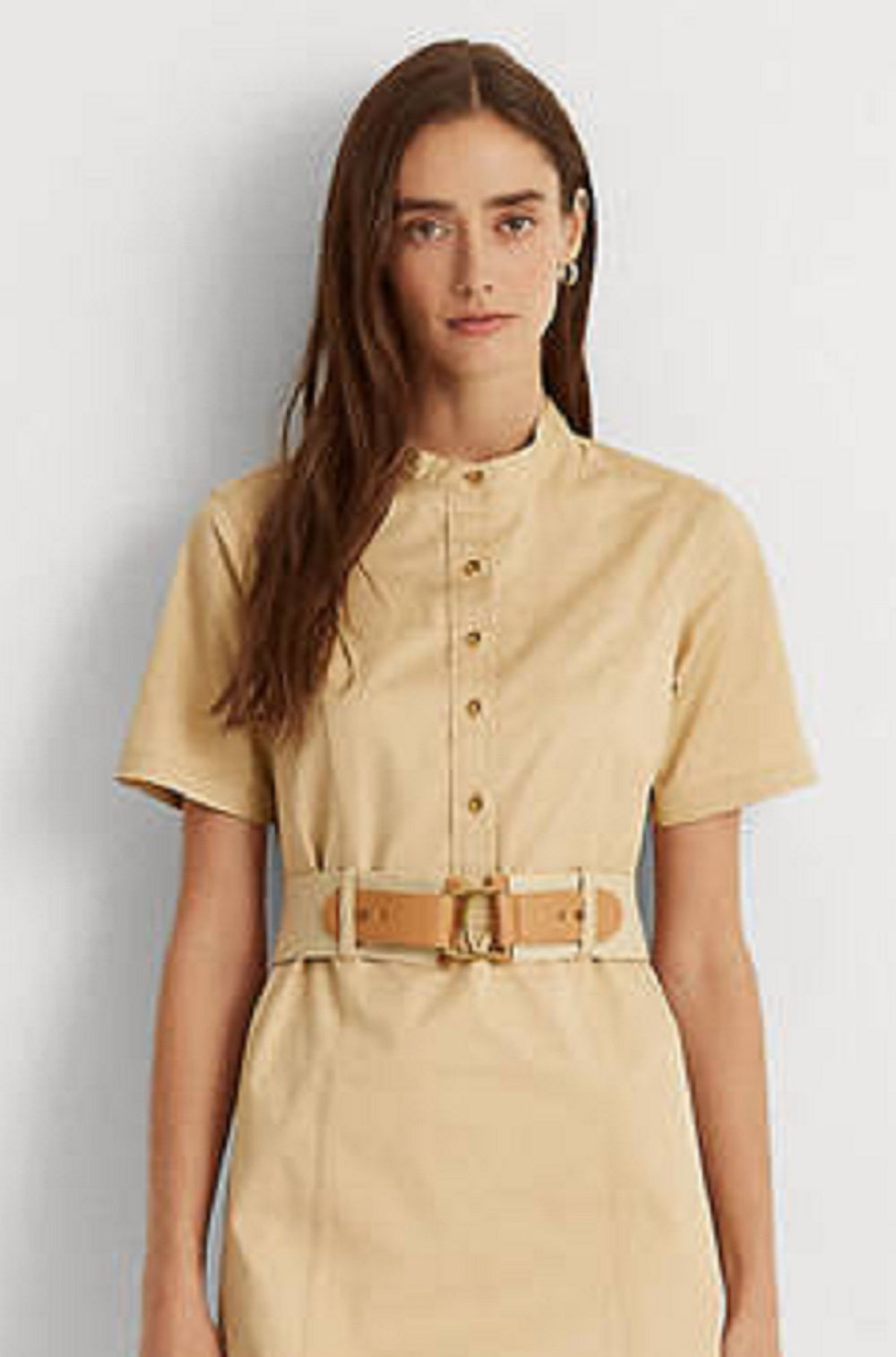 Ralph Lauren Women's Belted Micro Sanded Twill Dress Brown Size 12
