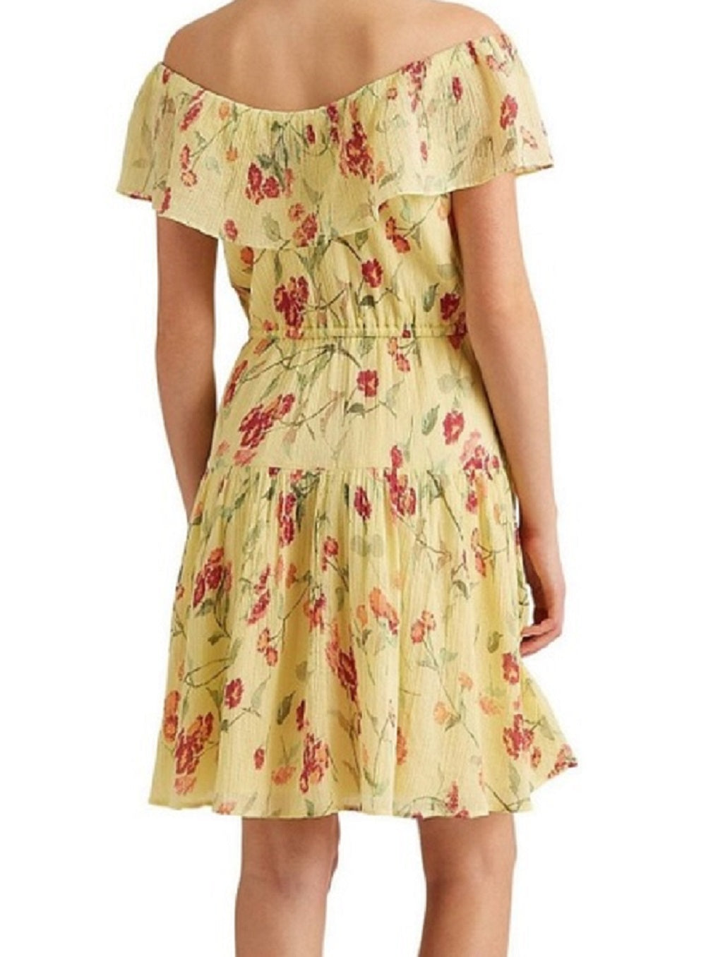 Ralph Lauren Women's Floral Crinkled Dress Yellow Size 16