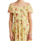 Ralph Lauren Women's Floral Crinkled Dress Yellow Size 4