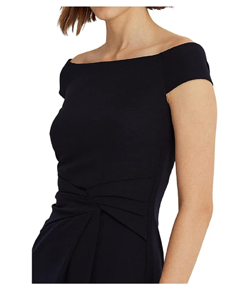 Ralph Lauren Women's Crepe Off The Shoulder Dress Blue Size 18