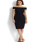 Ralph Lauren Women's Crepe Off The Shoulder Dress Blue Size 8