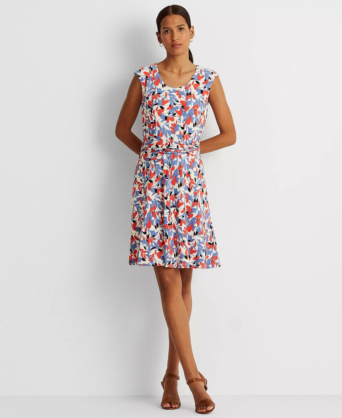 Ralph Lauren Women's Floral Jersey Dress Blue Size 10