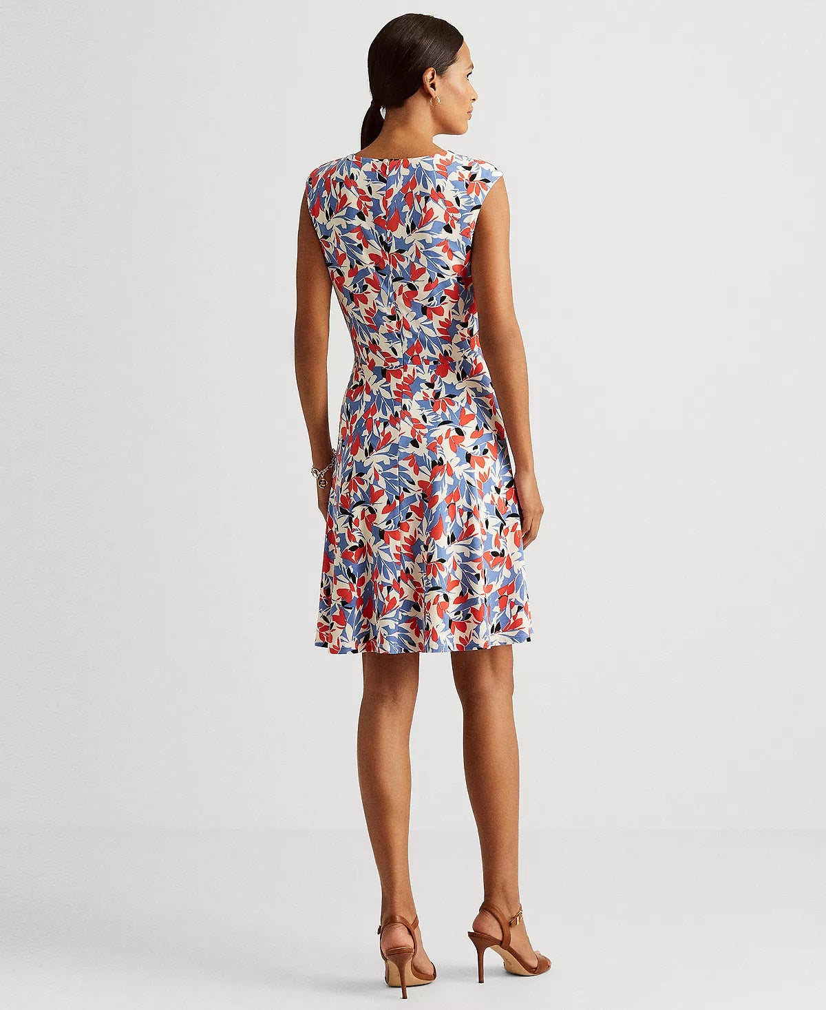 Ralph Lauren Women's Floral Jersey Dress Blue Size 10