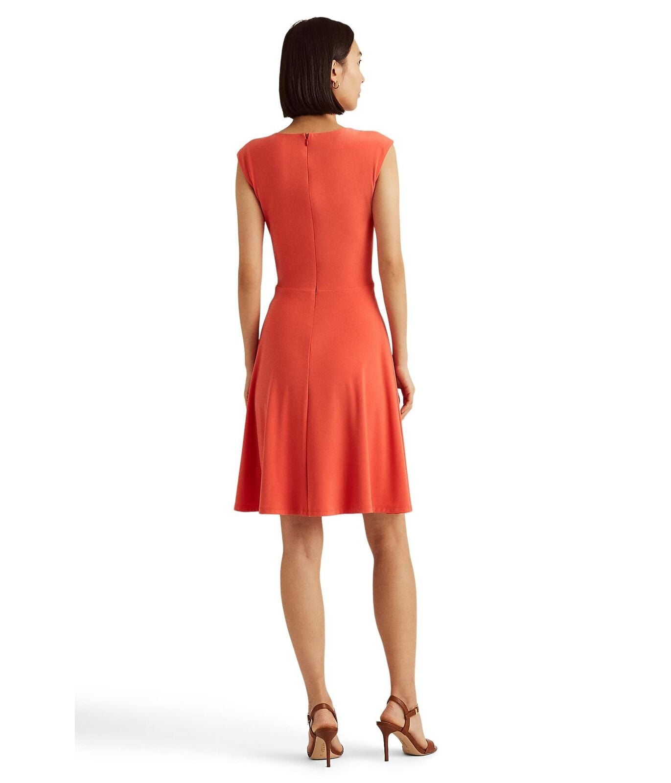Ralph Lauren Women's Scoop Neck Jersey Dress Orange Size 10